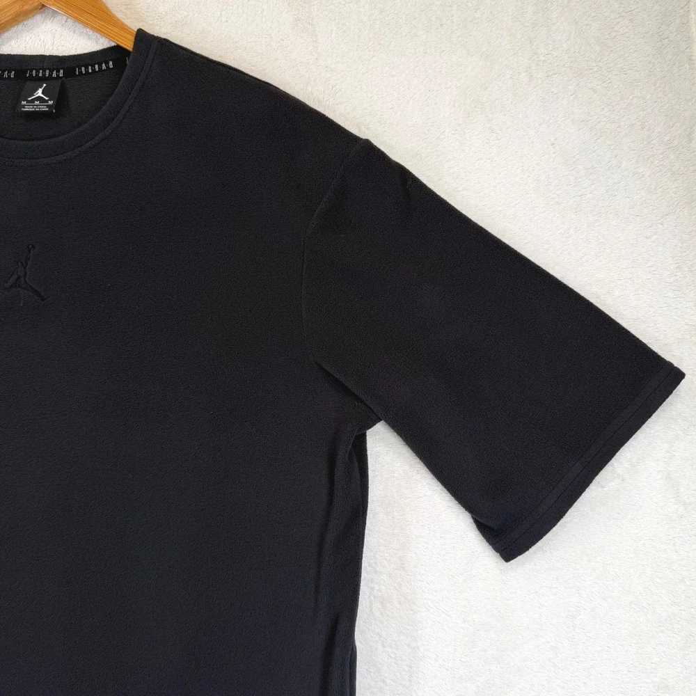 Vintage 2000s Jordan Fleece Shirt Mens M Black Tonal Jumpman 244143-655 Y2K-RARE